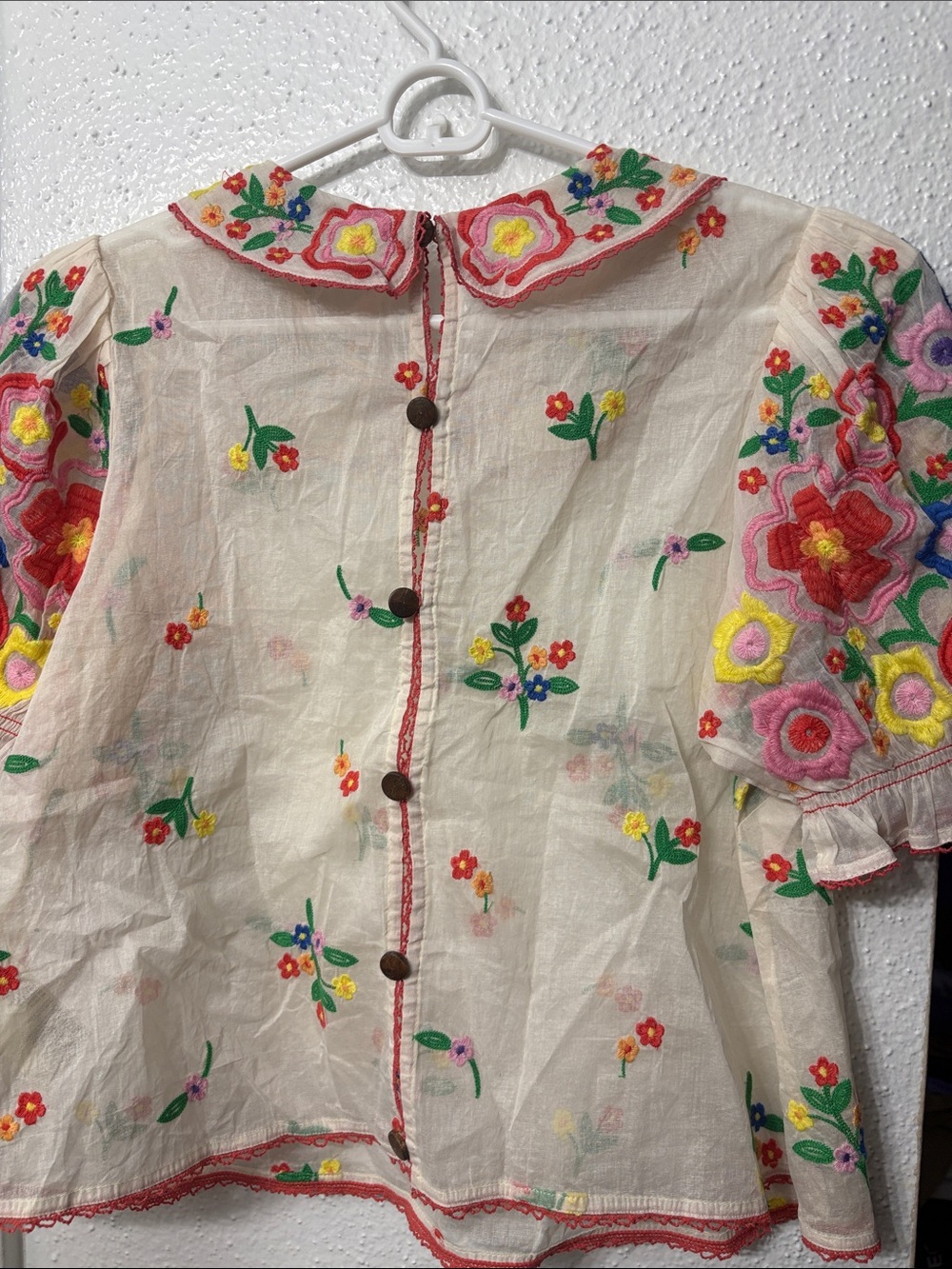 Free people Embroidered Floral Peter Pan Collar Top - Cream - Picture 5 of 5